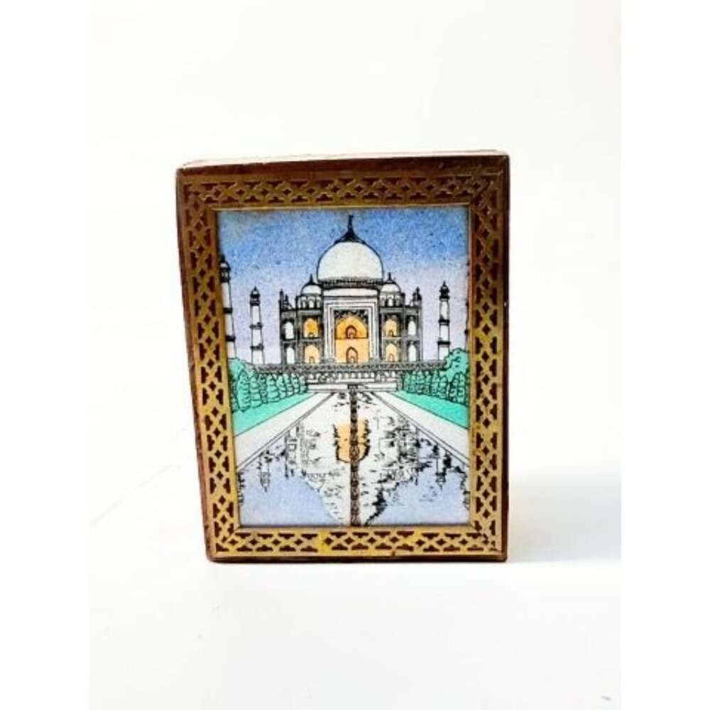 Inlay Wood Trinket Ring Souvenir Box Taj Mahal Wooden Sand Art Agra Traditional - Picture 15 of 16